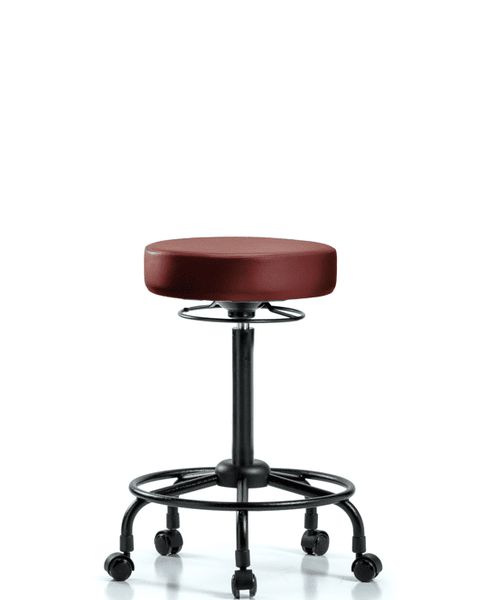 Vinyl Stool without Back - High Bench Height with Round Tube Base & Casters in Taupe Supernova Vinyl - VHBSO-RT-RC-8815