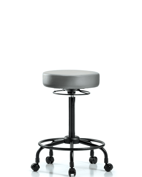 Vinyl Stool without Back - High Bench Height with Round Tube Base & Casters in Sterling Supernova Vinyl - VHBSO-RT-RC-8840