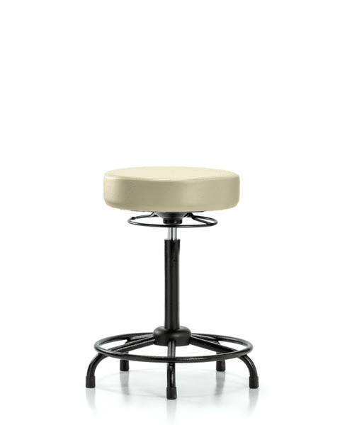 Vinyl Stool without Back - High Bench Height with Round Tube Base & Stationary Glides in Adobe White Trailblazer Vinyl - VHBSO-RT-RG-8501