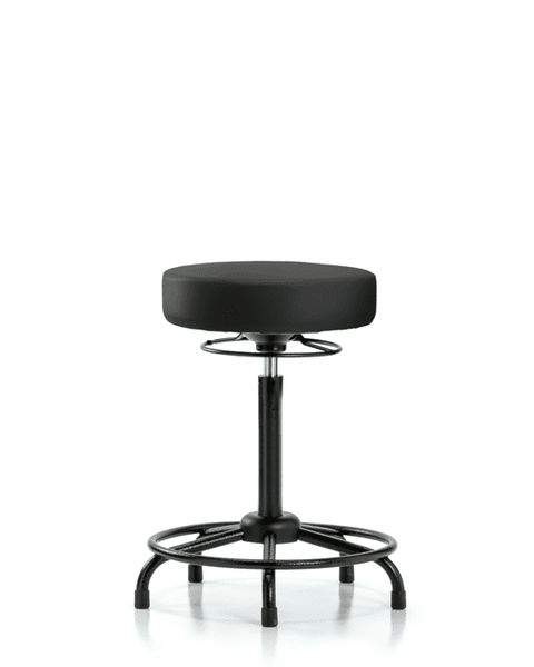 Vinyl Stool without Back - High Bench Height with Round Tube Base & Stationary Glides in Black Trailblazer Vinyl - VHBSO-RT-RG-8540