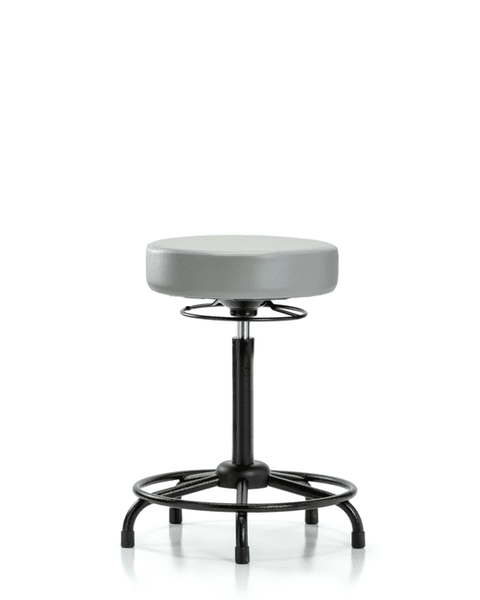 Vinyl Stool without Back - High Bench Height with Round Tube Base & Stationary Glides in Dove Trailblazer Vinyl - VHBSO-RT-RG-8567