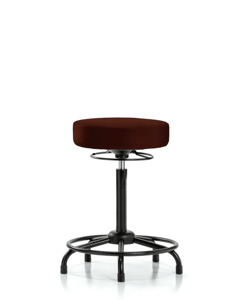Vinyl Stool without Back - High Bench Height with Round Tube Base & Stationary Glides in Burgundy Trailblazer Vinyl - VHBSO-RT-RG-8569