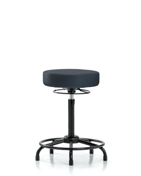 Vinyl Stool without Back - High Bench Height with Round Tube Base & Stationary Glides in Imperial Blue Trailblazer Vinyl - VHBSO-RT-RG-8582