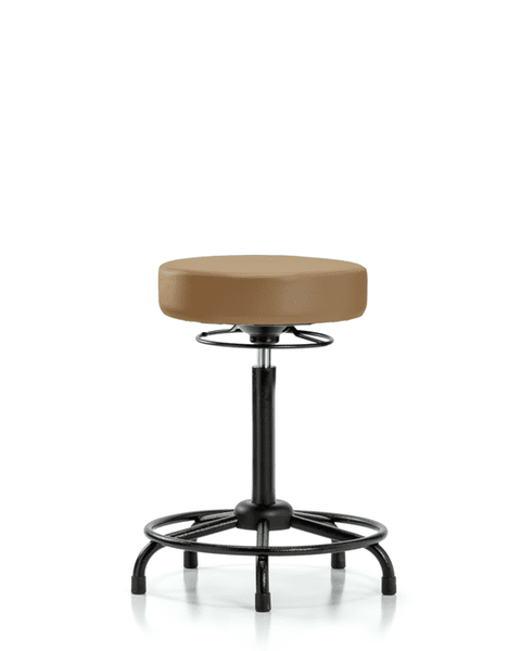 Vinyl Stool without Back - High Bench Height with Round Tube Base & Stationary Glides in Taupe Trailblazer Vinyl - VHBSO-RT-RG-8584