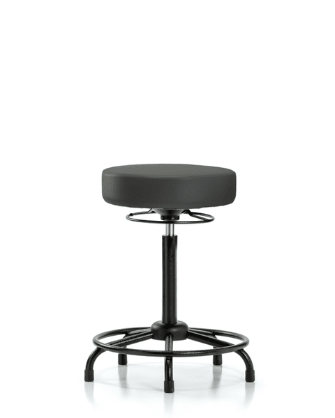 Vinyl Stool without Back - High Bench Height with Round Tube Base & Stationary Glides in Charcoal Trailblazer Vinyl - VHBSO-RT-RG-8605
