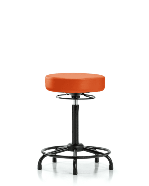 Vinyl Stool without Back - High Bench Height with Round Tube Base & Stationary Glides in Orange Kist Trailblazer Vinyl - VHBSO-RT-RG-8613