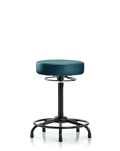 Vinyl Stool without Back - High Bench Height with Round Tube Base & Stationary Glides in Marine Blue Supernova Vinyl - VHBSO-RT-RG-8801