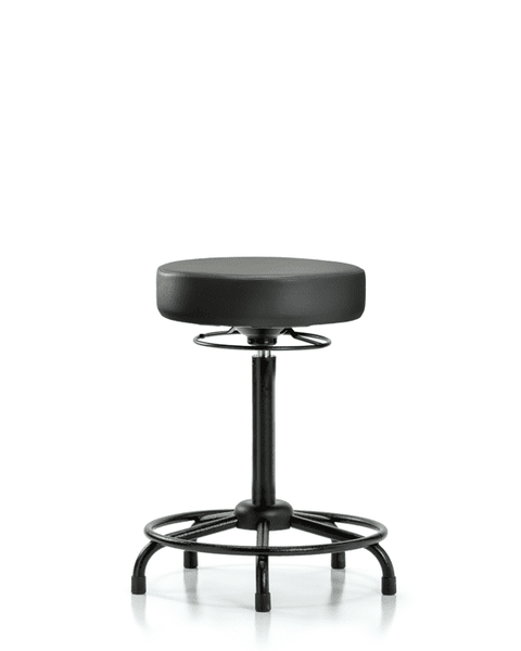Vinyl Stool without Back - High Bench Height with Round Tube Base & Stationary Glides in Carbon Supernova Vinyl - VHBSO-RT-RG-8823
