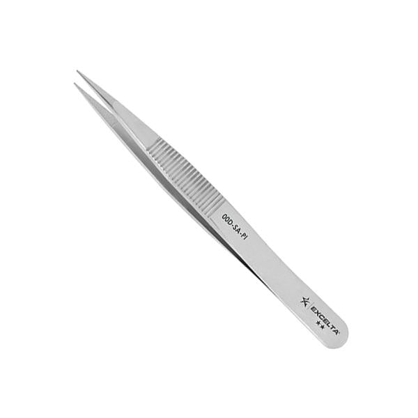 Excelta Tweezers - 00D-SA-PI - Straight Medium Point -Serrated Tips - 00D-SA-PI