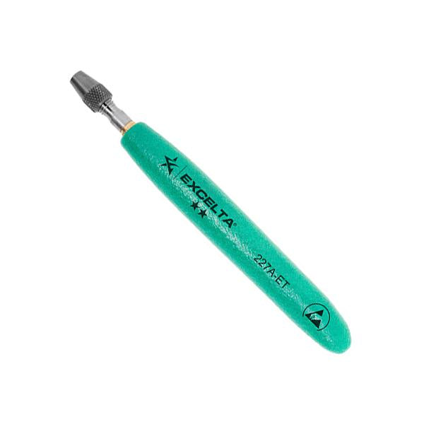 Excelta Pin Vise - Straight - Brass - Ergo Handle - 0 - .015" - 227A-ET