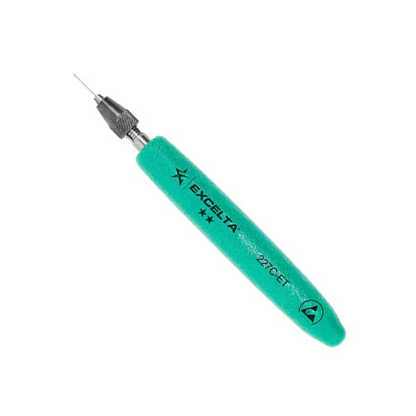 Excelta Pin Vise - Straight - Brass - Ergo Handle - 0 - .015" - 227C-ET