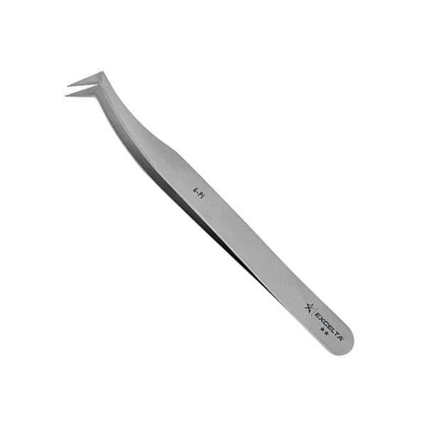 Excelta Tweezers - Angulated Flat Sharp Point - Carbon Steel - 6-PI