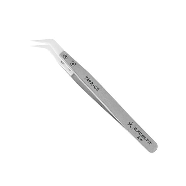Excelta Tweezers - Replaceable Tip - Curved .020 Tip - Ceramic Tip - 749A-CE