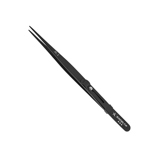 Excelta Forceps - Gemologist - Straight - SS - Longitudinal Groove/Slide Lock - JLB-2