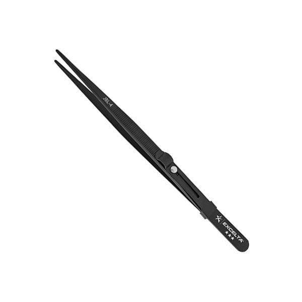 Excelta Forceps - Gemologist - Straight - SS - Longitudinal Groove/Slide Lock - JLB-4