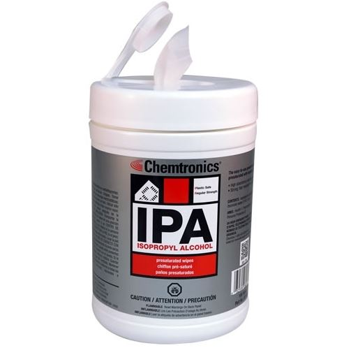 Chemtronics 5" x 8" IPA 70% Presaturated Wipes, 100 wipers per Canister