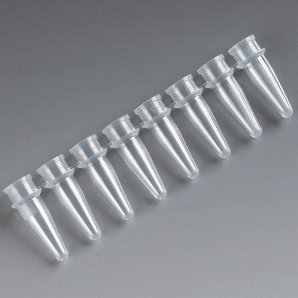 PCR Reaction Tube Strip, 0.2mL, Thin Wall, PP, Natural, 8 Tubes/Strip, 125 Strips/Unit-110575N