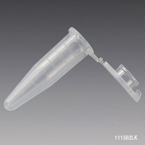 Microcentrifuge Tube, 1.5mL, PP, Attached Locking Snap Cap, Graduated, Natural, Lot Certified: Rnase, Dnase, Pyrogen, ATP and Human DNA Free-111562LK