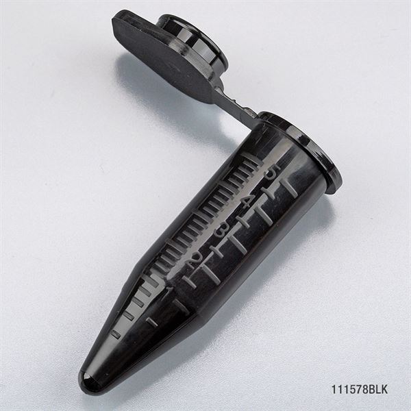 Diamond Midi Centrifuge Tube, 5.0mL, PP, Attached Snap Cap, Graduated, Midnight Light Blocking Black, 50/Bag, 4 Bags/Unit-111578BLK