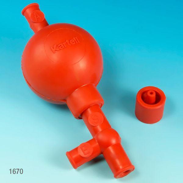 Pipette Filler, Synthetic Rubber, with Adapter, Red-1670