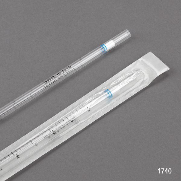 Serological Pipette, 5mL, PS, Standard Tip, 342mm, STERILE, Blue Band, 25/Pack, 15 Packs/Unit-1750