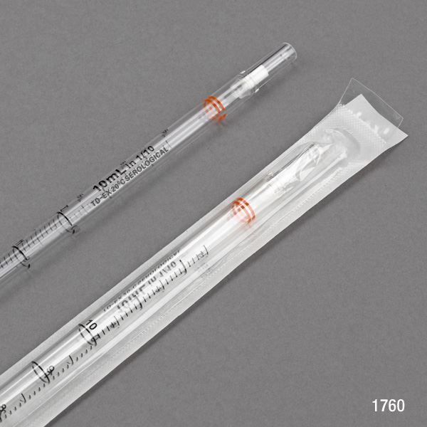 Serological Pipette, 10mL, PS, Standard Tip, 345mm, STERILE, Orange Band, 25/Pack, 10 Packs/Unit-1770