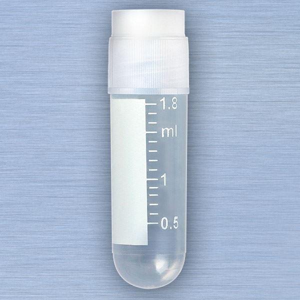 CryoCLEAR vials, 2.0mL, STERILE, External Threads, Attached Screwcap with Co-Molded Thermoplastic Elastomer (TPE) Sealing Layer, Round Bottom, Printed Graduations, Writing Space and Barcode, 50/Bag-3011-50