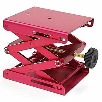 Lab Jack, Heavy Duty, Metal, Medium, Red, Base: 5.5" x 4.7" (140 x 120mm), Minimum Height: 2.3" (58mm), Maximum Height: 9.5" (242mm), Load Capacity: 110 lbs. (50 kgs)-450000MD