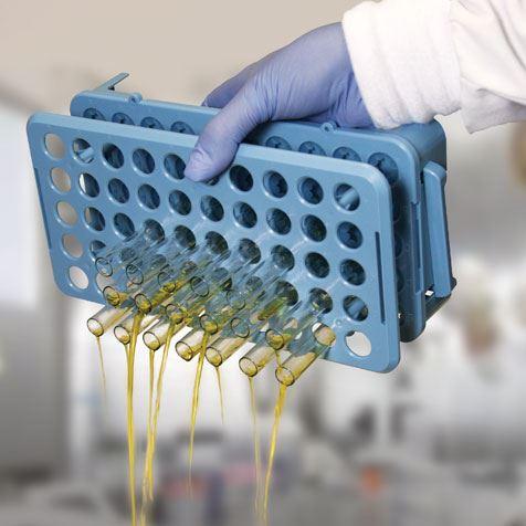 Grip Rack, Rack with Tube Grippers and Tube Eject for up to 15mm Tubes, 50-Place, Autoclavable, Blue-456925