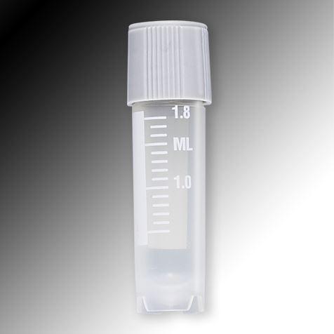 Sample Tube, 2mL, External Threads, PP, White Graduations & Marking Area, Round Bottom, Self-Standing-6052