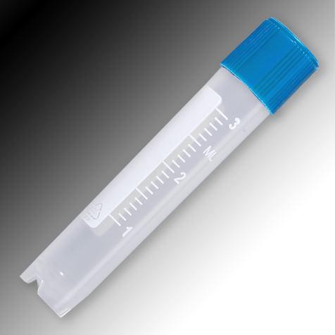 Sample Tube, 3mL, External Threads, PP, White Graduations & Marking Area, Round Bottom, Self-Standing-6053