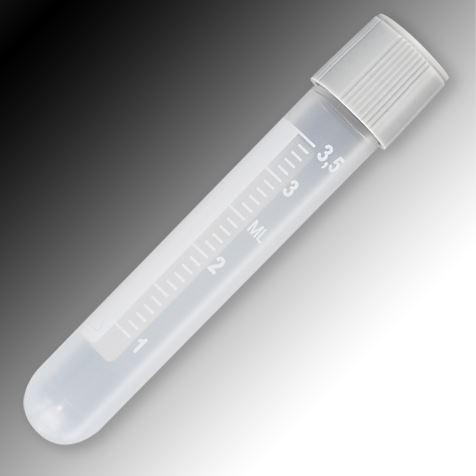 Sample Tube, 4mL, External Threads, PP, White Graduations & Marking Area, Round Bottom-6054