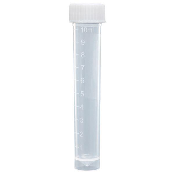 Transport Tube, 10mL, with Separate Blue Screw Cap, PP, Conical Bottom, Self-Standing, Molded Graduations-6102B