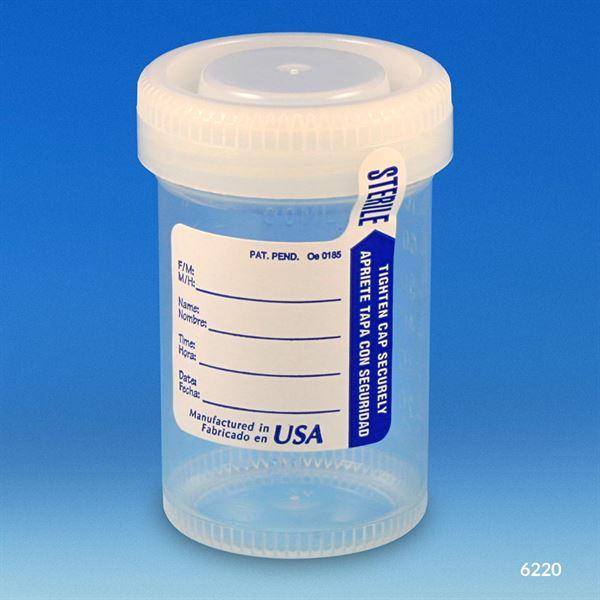 Tite-Rite Container, 90mL (3oz), with Attached White Screw Cap and ID Label, Graduated, STERILE-6220