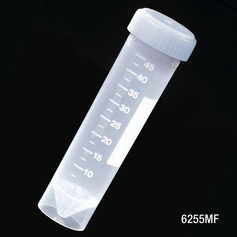 Transport Tube, 50mL, with Separate Natural Screw Cap, PP, Printed Graduations, Conical Bottom, Self-Standing ** METAL-FREE **-6255MF