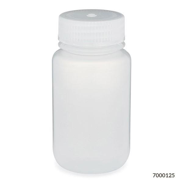 Bottle, Wide Mouth, PP Bottle, Attached PP Screw Cap, 125mL, 12/Pack-7000125