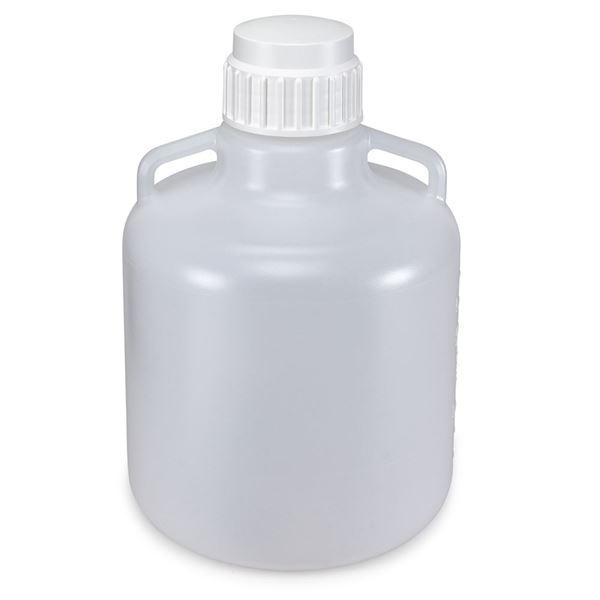 Carboy, Round with Handles, LDPE, White PP Screwcap, 10 Liter, Molded Graduations-7250010