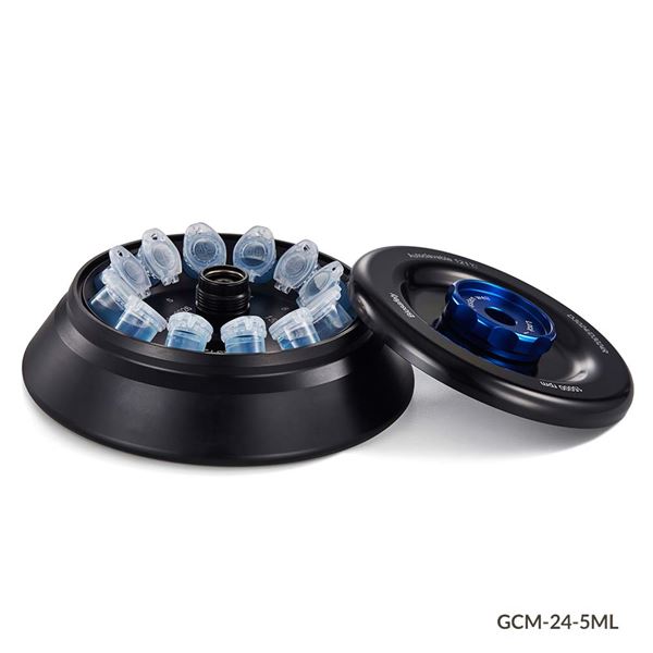 Rotor with Lid, for use with GCM-24 Series High Speed Micro Centrifuges, Aluminum Alloy, Fixing Clips and O-Ring, 15000rpm max, 12-Place for 5mL Conical Bottom Tubes-GCM-24-5ML