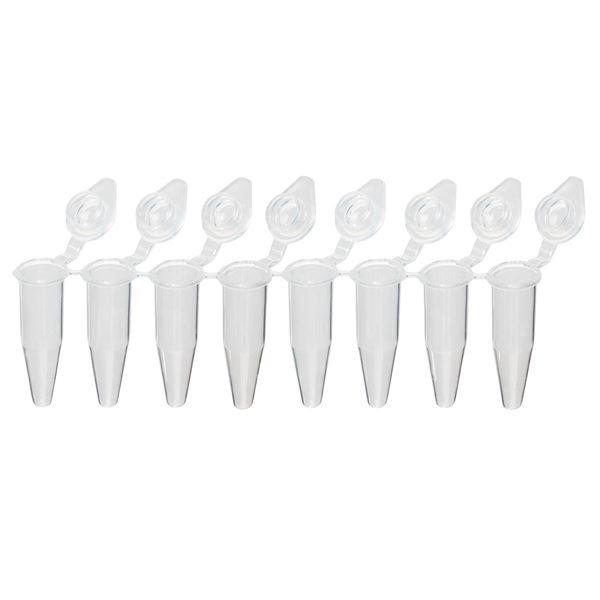 QuickSnap 0.2mL 8-Strip Tubes, with Individually-Attached Dome Caps, Clear-PCR-QS-02D