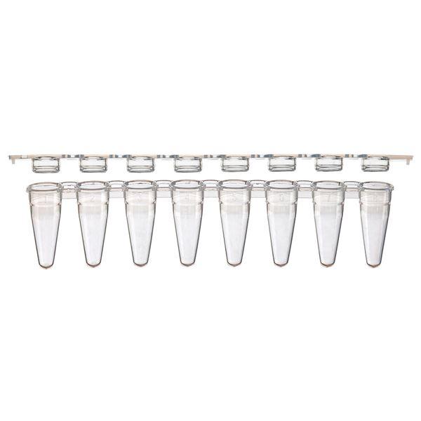 0.1mL 8-Strip Tubes, Low Profile, with Separate 8-Strip Clear Flat Caps, White-PCR-STR-01FW