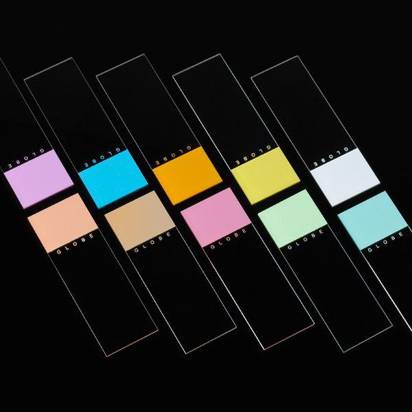 ** SPECIAL ORDER COLOR ** Microscope Slides, Diamond White Glass, 25 x 75mm, 90° Ground Edges, AQUA Frosted, 72/Box, 20 Boxes/Case (10 Gross)-1380-50A