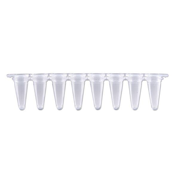 0.1ml qPCR 8-Strip (With SEPARATE Optical Strip Caps)- Natural/Clear- 120/pk-P3801-Q