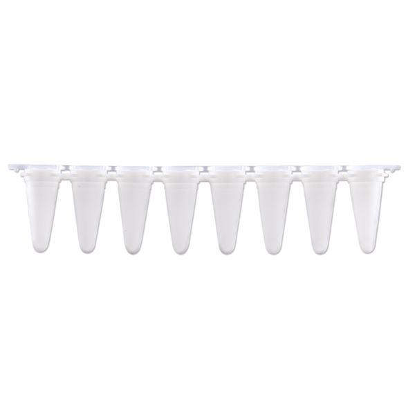 0.1ml qPCR 8-Strip (With SEPARATE Optical Strip Caps)- WHITE 120/pk-P3801-QW