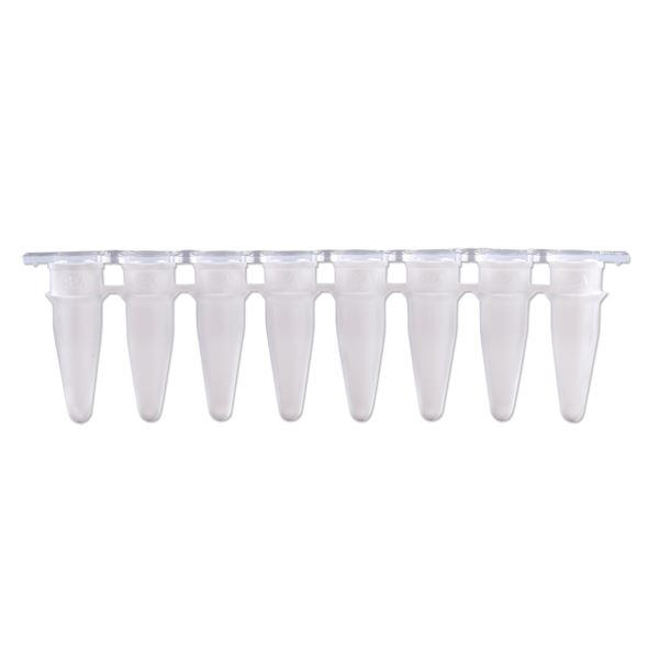 0.2ml qPCR 8-Strip (With SEPARATE Optical Strip Caps)- WHITE- 120/pk-P3802-QW