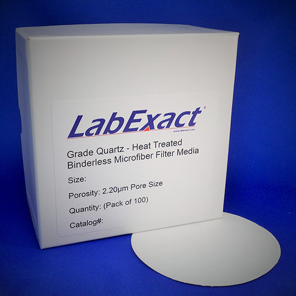Heat Treated, ultra low metals, Quartz microfiber, 2.4cm diameter, high purity (SiO2) microfiber filters , binderless, 1150°C+ temperature - 100/pk - HT-Q2400