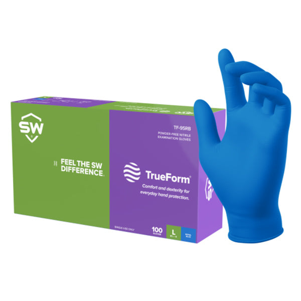 TrueForm Powder-Free Nitrile Exam Gloves Royal Blue